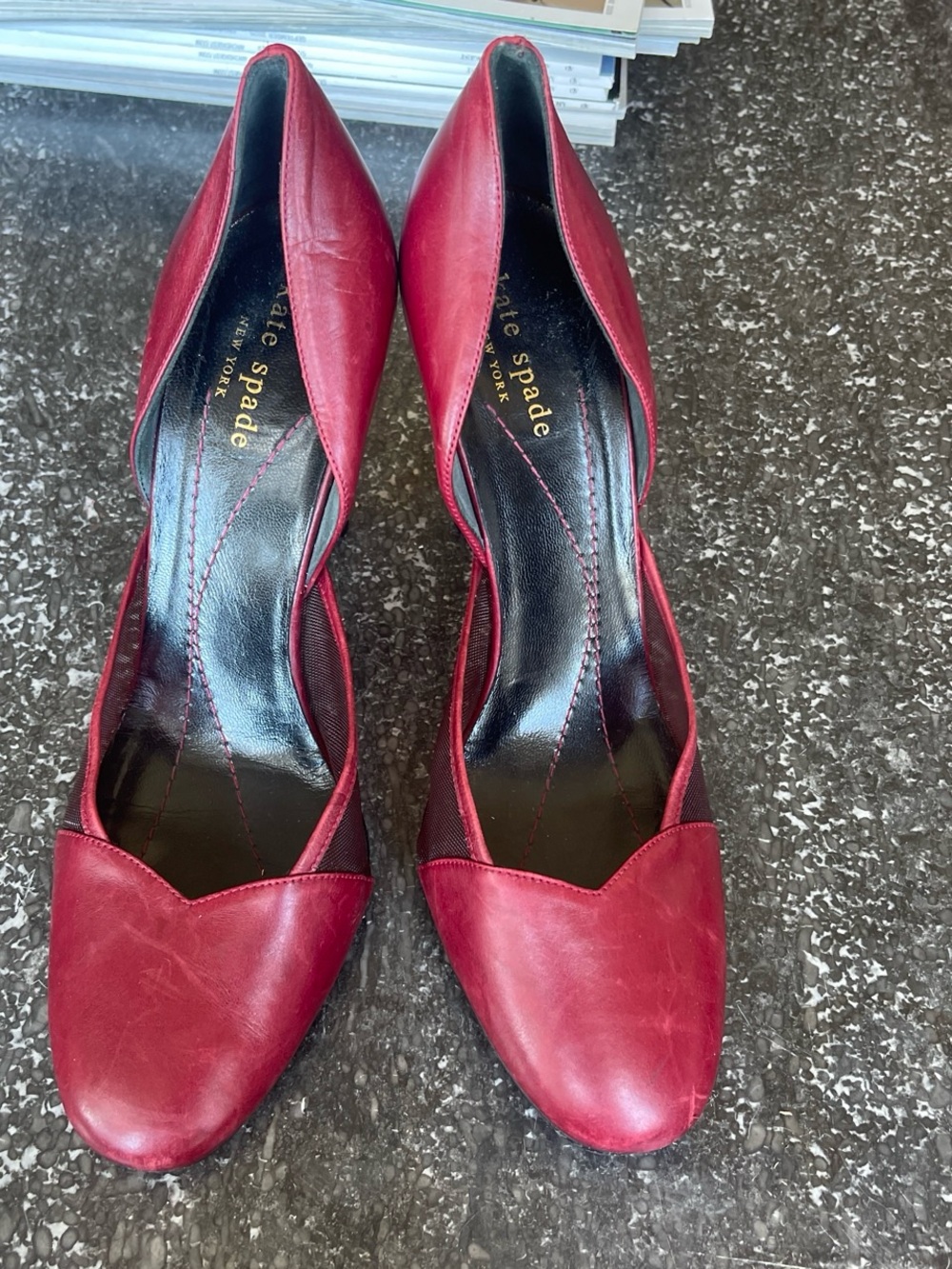 kate spade New York Women's Red Leather D’Orsay Stiletto Heels